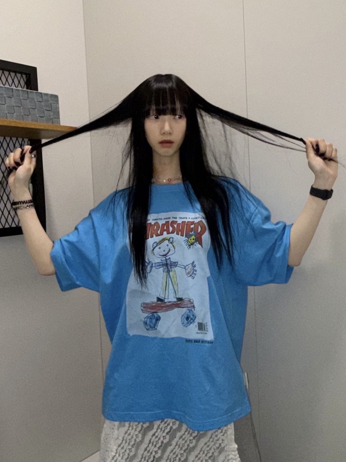 Thrasher Crayon Trompe Loeil T-Shirt Turquoise, Balenciaga 3XL Sneakers Light Beige 착용 스타일 - 2