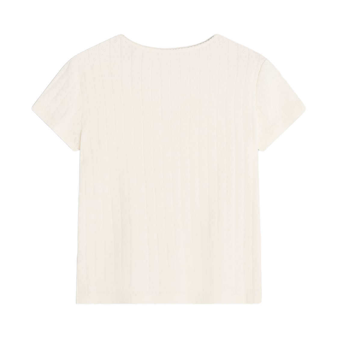 (W) 메종 키츠네 베이비 폭스 포인텔 티셔츠 퓨어 에크루((W) Maison Kitsune Baby Fox Pointelle T-Shirt Pure Ecru) - 2