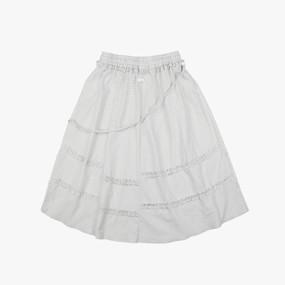 언스테디마켓 셔링 프릴 체크 스커트(UnsteadyMarket Shirring Frill Check Skirt) - 2