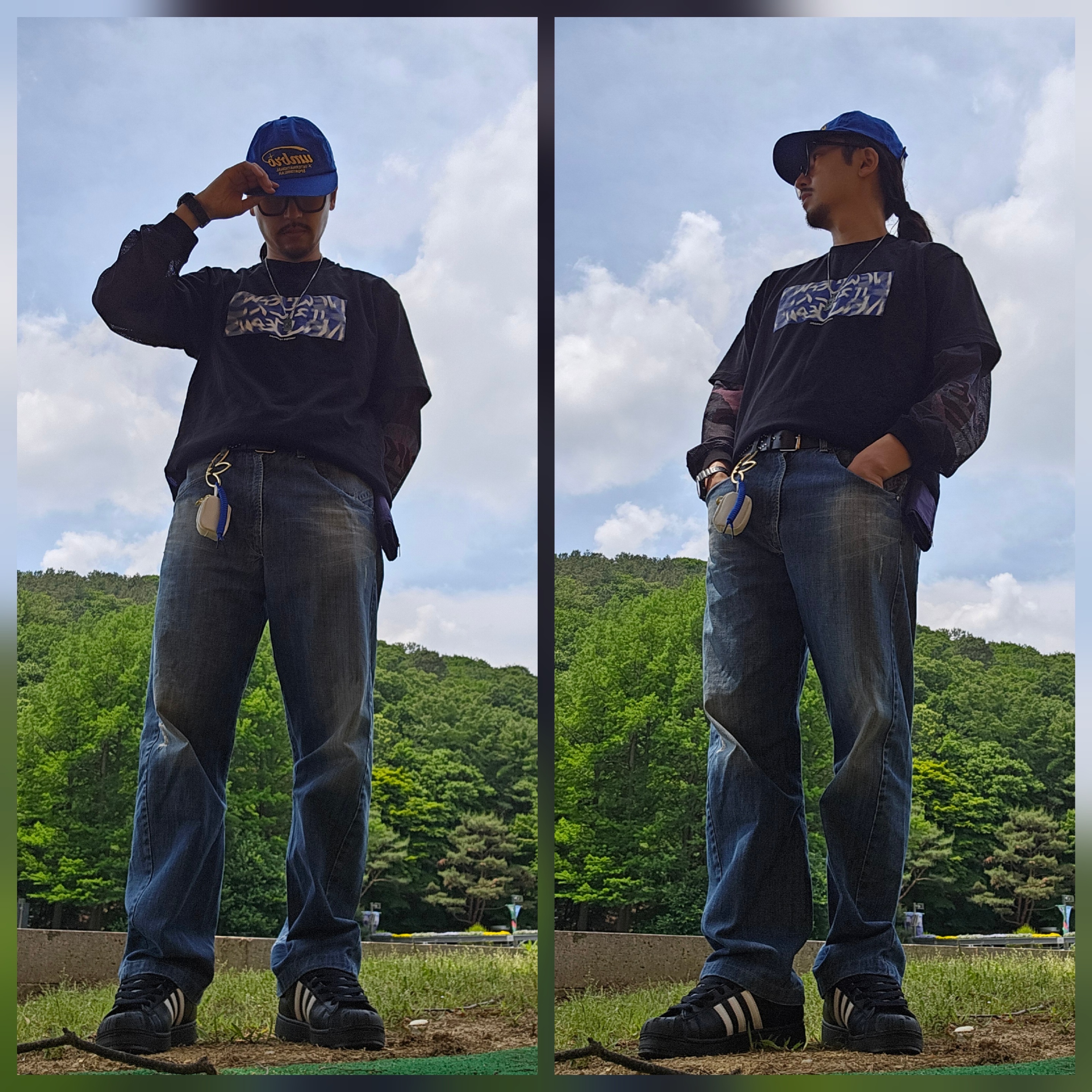 NewJeans x Hiroshi Fujiwara Coller T-Shirt Black Ver. 3, Casio G-Shock GA-2100-1A 착용 스타일 - 1