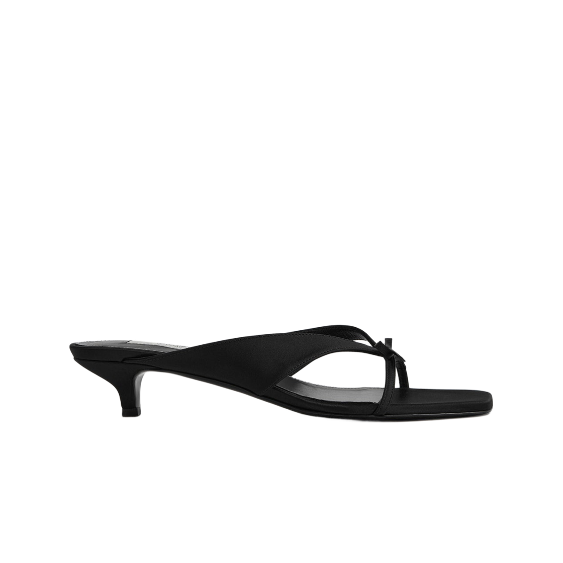 (W) 토템 보우 사틴 샌들 블랙((W) Toteme Bow Satin Sandals Black)