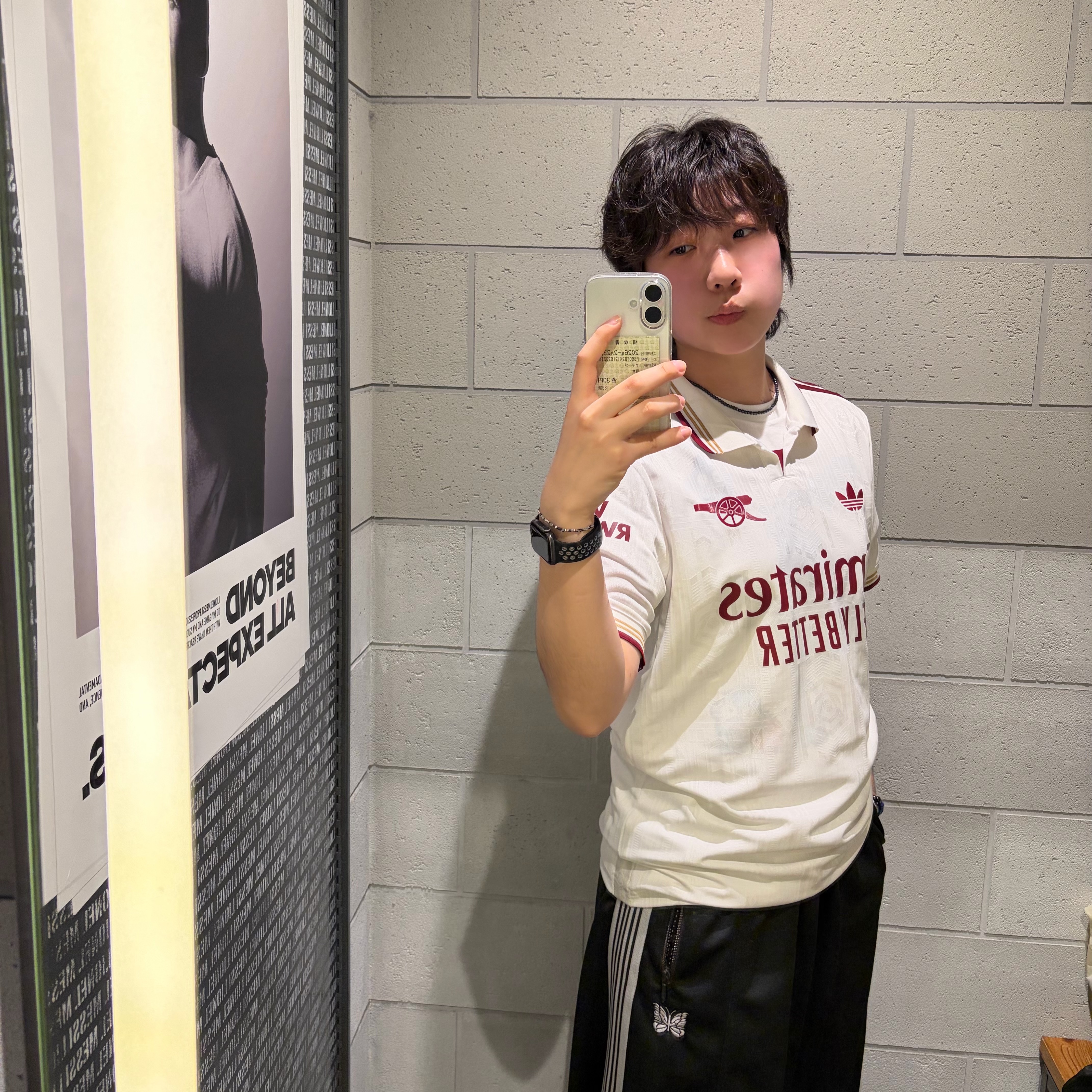 Adidas Arsenal 2025/26 3rd Authentic Jersey Cloud White Team Coll Burgundy 2 - US Sizing (Non Marking Ver.), Needles H.D. Track Pant Poly Smooth Charcoal 착용 스타일