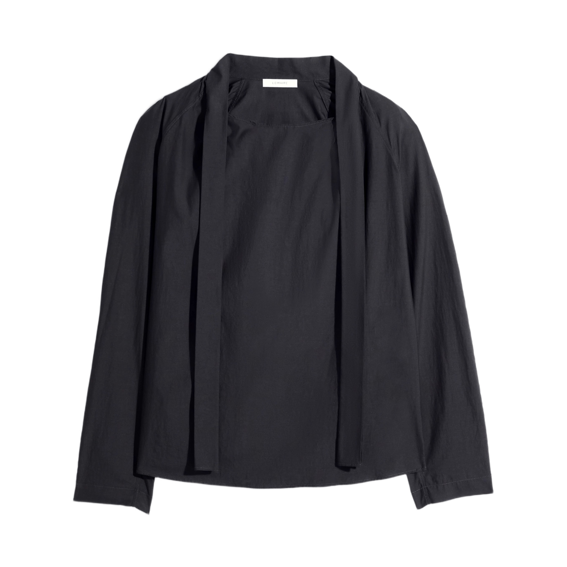 SH1218-LF1500-998 (W) Lemaire Washed Cotton Silk Ascot Blouse Squid Ink