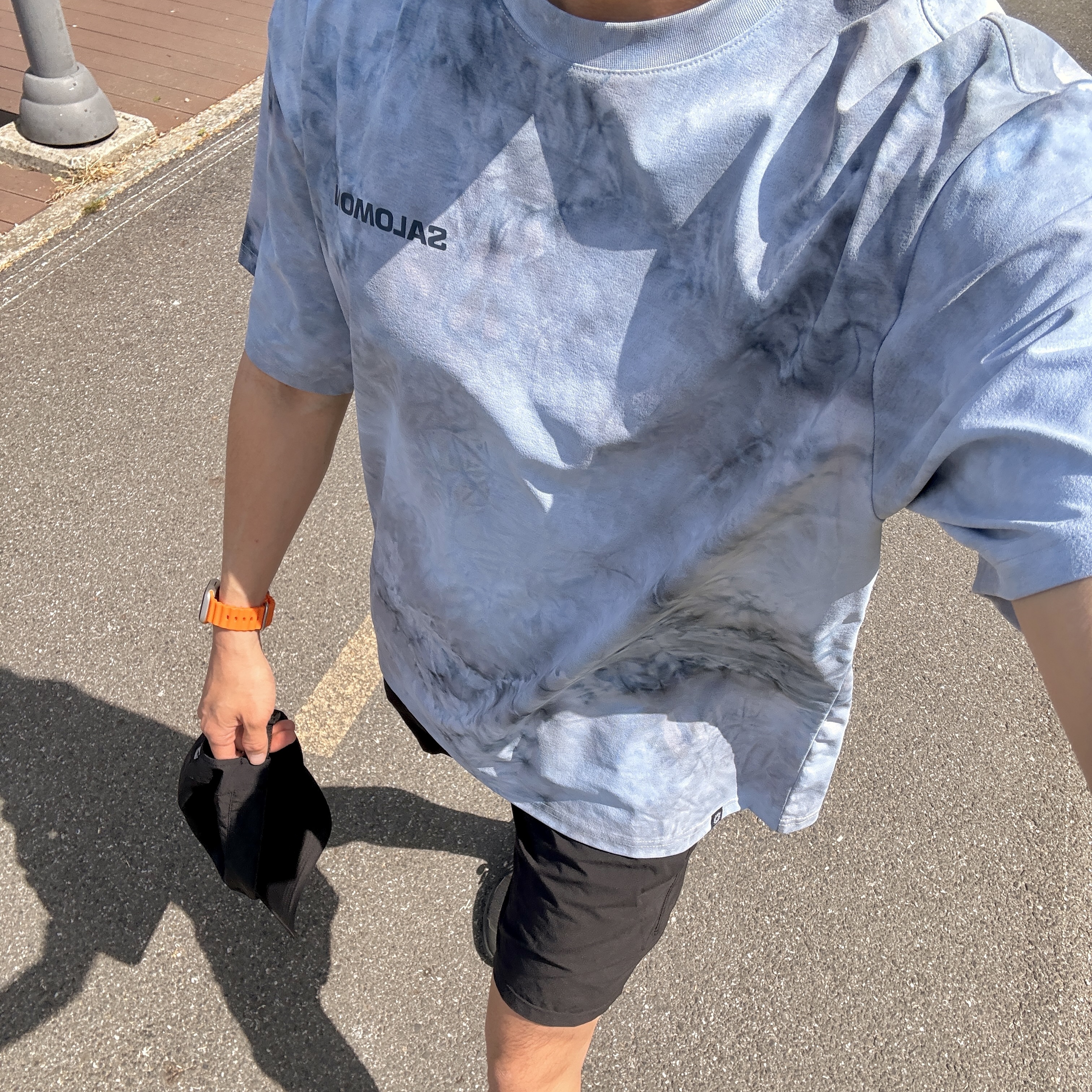 Salomon Link Camp Cap Black, Salomon Dynamic Run Short SleeveTee Melange Grey 착용 스타일 - 4