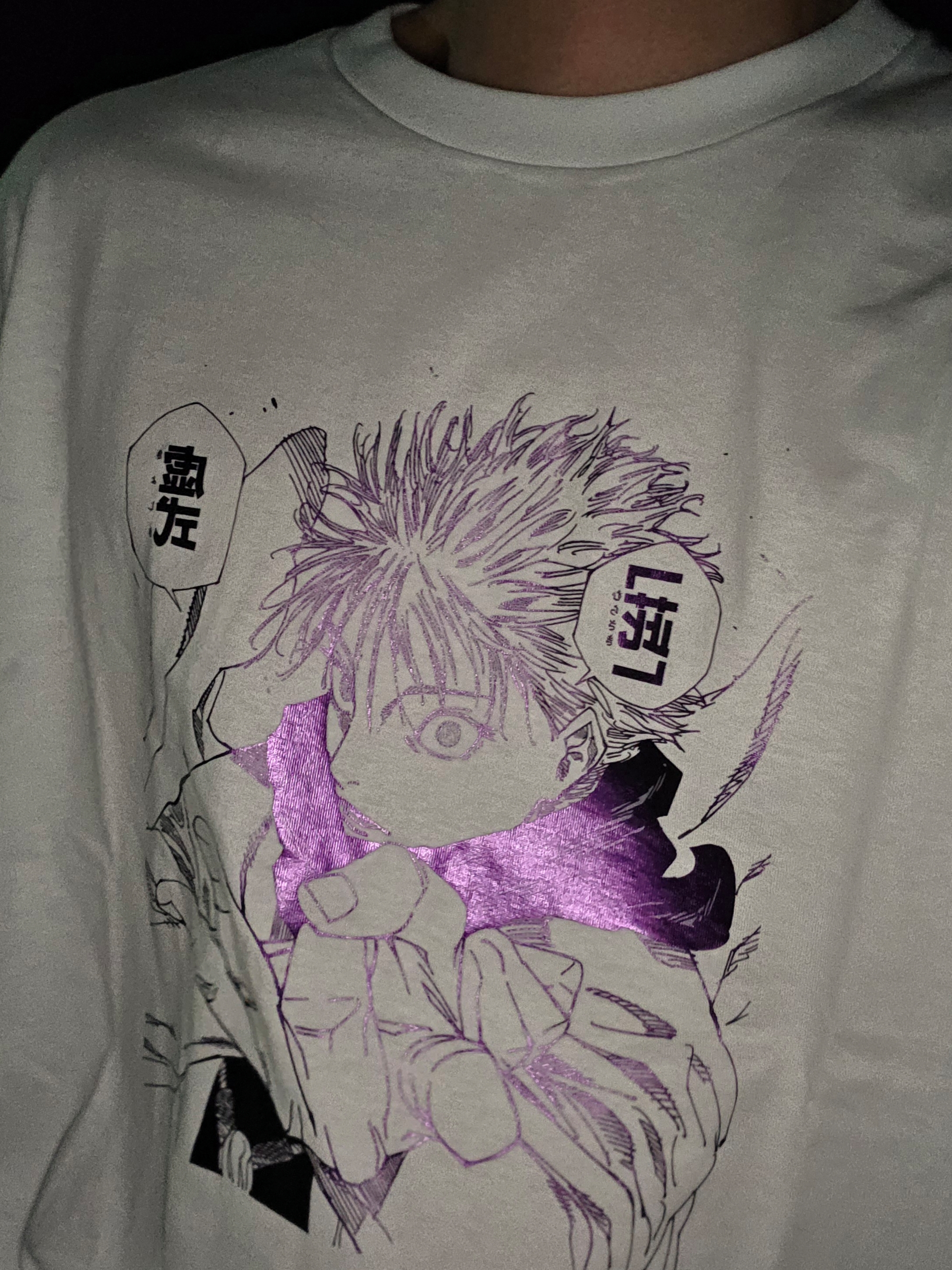 Uniqlo UT Shueisha 100th Anniversary Jujutsu Kaisen T-Shirt White, IGNOTA Core:14 Shell Cargo Pants Indigo 착용 스타일 - 3