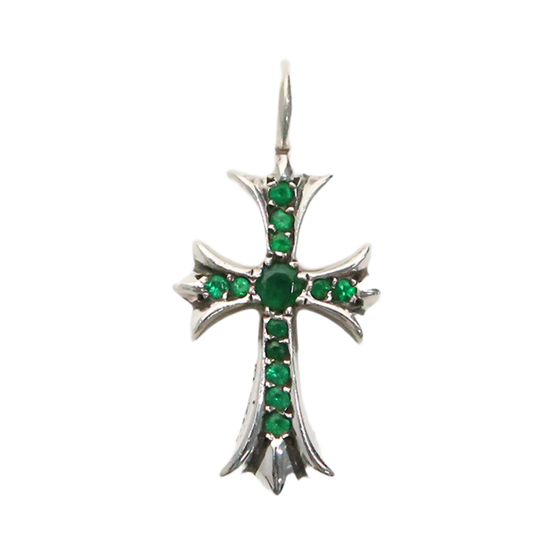 한스룸 크롬하츠 타이니팻 크로스 참 파베 에메랄드(Hansroom Chrome Hearts Tiny Fat Cross charm Pave Emerald)