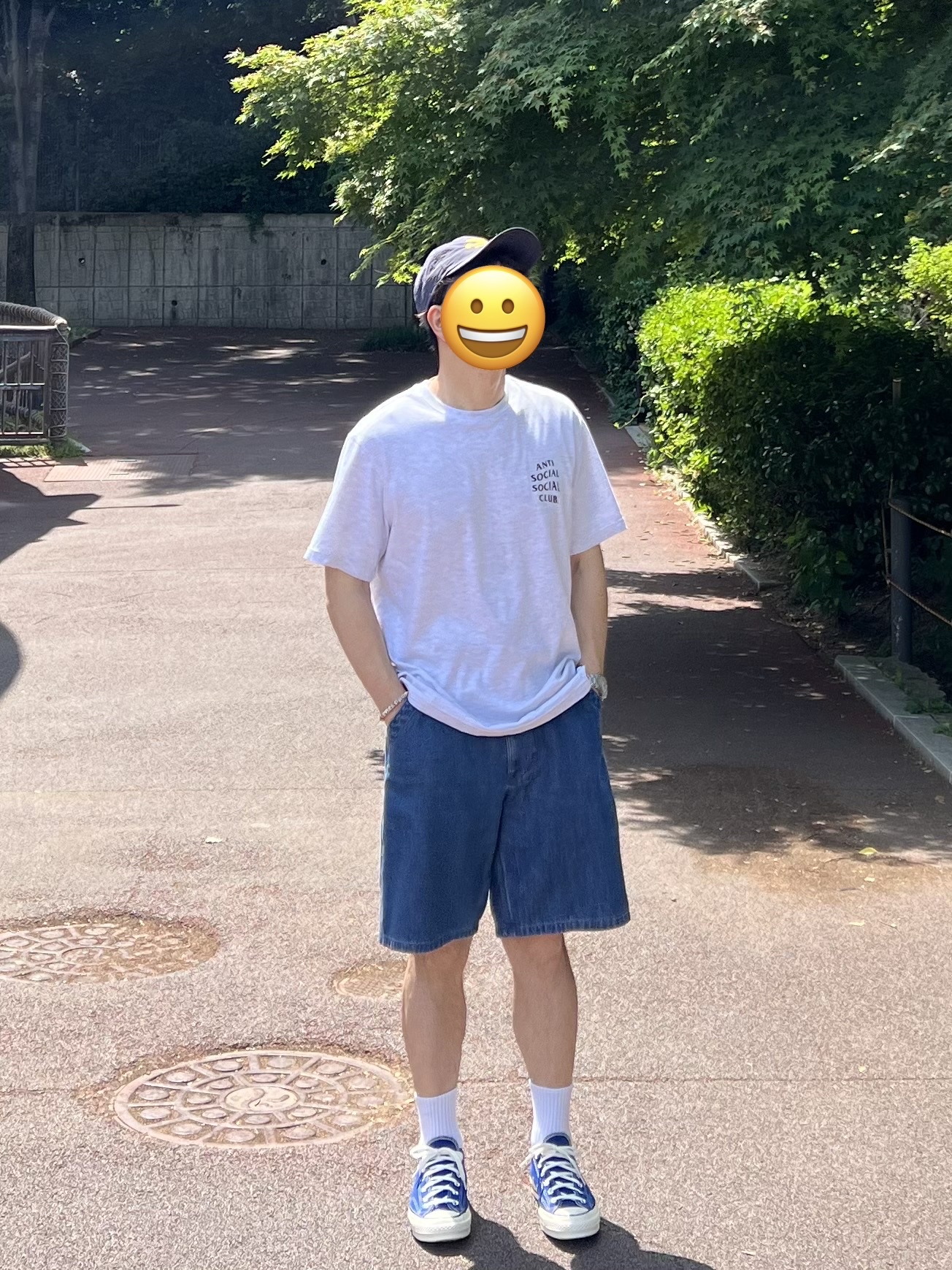Anti Social Social Club x Dickies Logo T-Shirt Ash Gray, Converse Chuck 70 Ox Vintage Canvas Rush Blue 착용 스타일 - 2