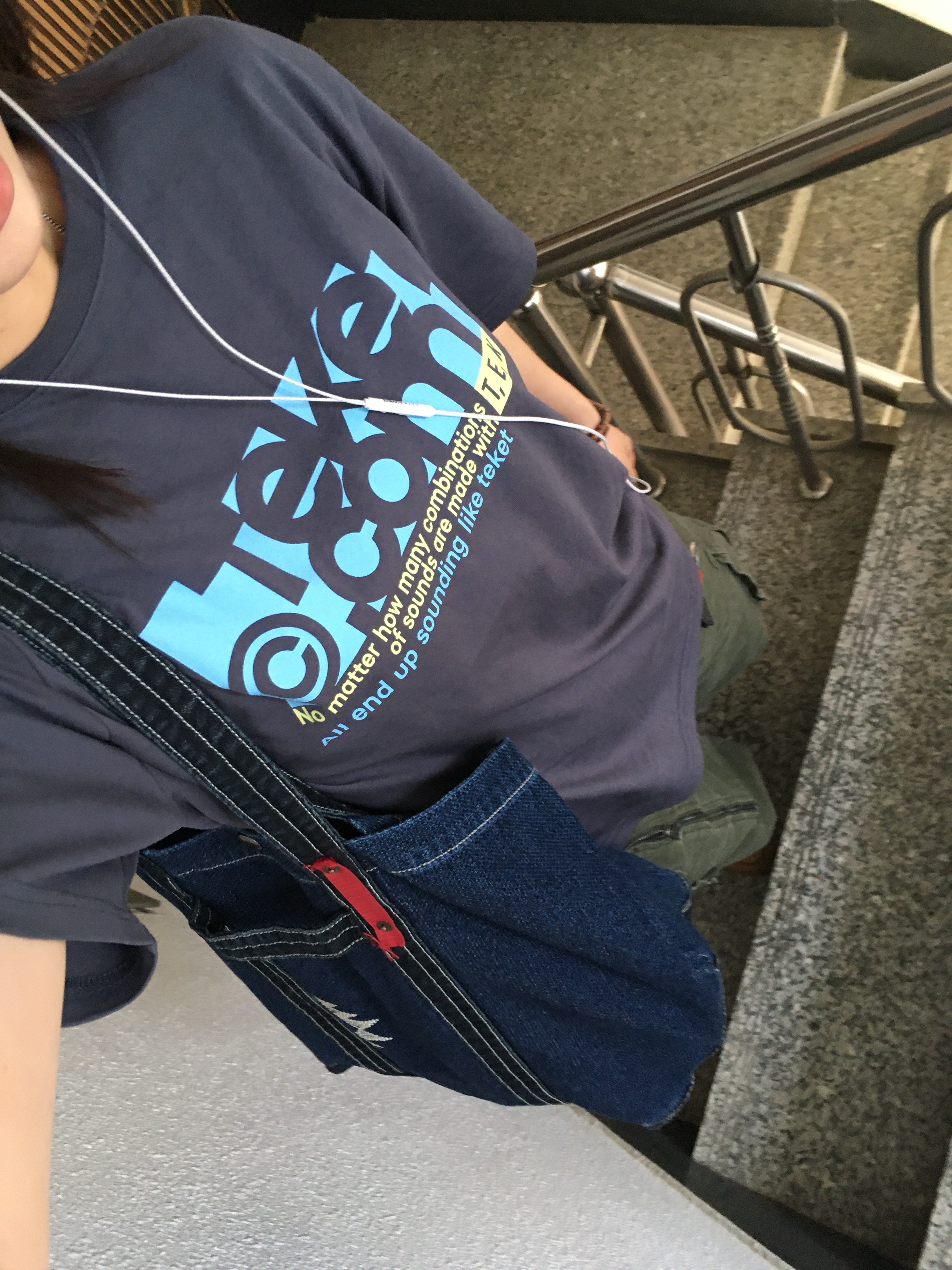 Karactor Vintage Denim Tote Bag Canvas Indigo, NOMANUAL In-Ear Headphones 착용 스타일 - 2