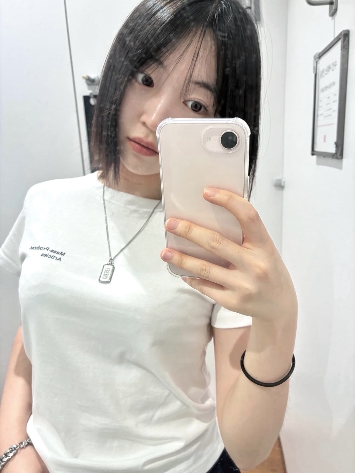 Diesel Dx1455 Stainless Steel Dog Tag Necklace Silver 착용 스타일