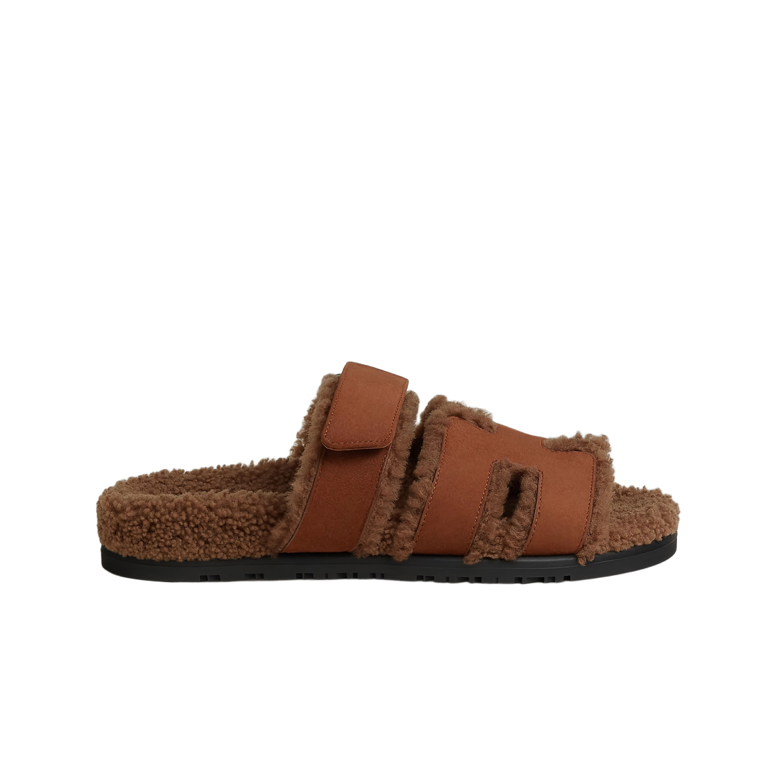 H222195Z20 (W) Hermes Chypre Sandal Suede Goatskin Woolskin & Gold