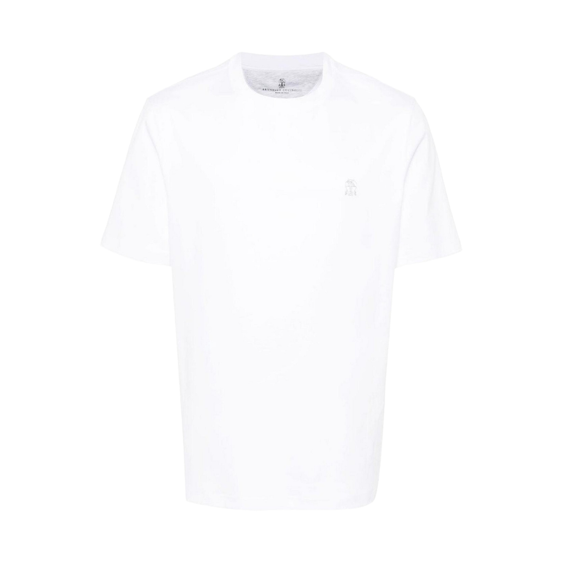 브루넬로 쿠치넬리 슬림핏 코튼 저지 로고 크루넥 티셔츠 화이트(Brunello Cucinelli Slim Fit Cotton Jersey Logo Crewneck T-Shirt White)