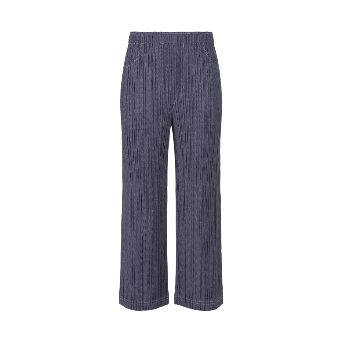 PP61-JF213-75 (W) Pleats Please Issey Miyake Cotton Denim Pants Navy