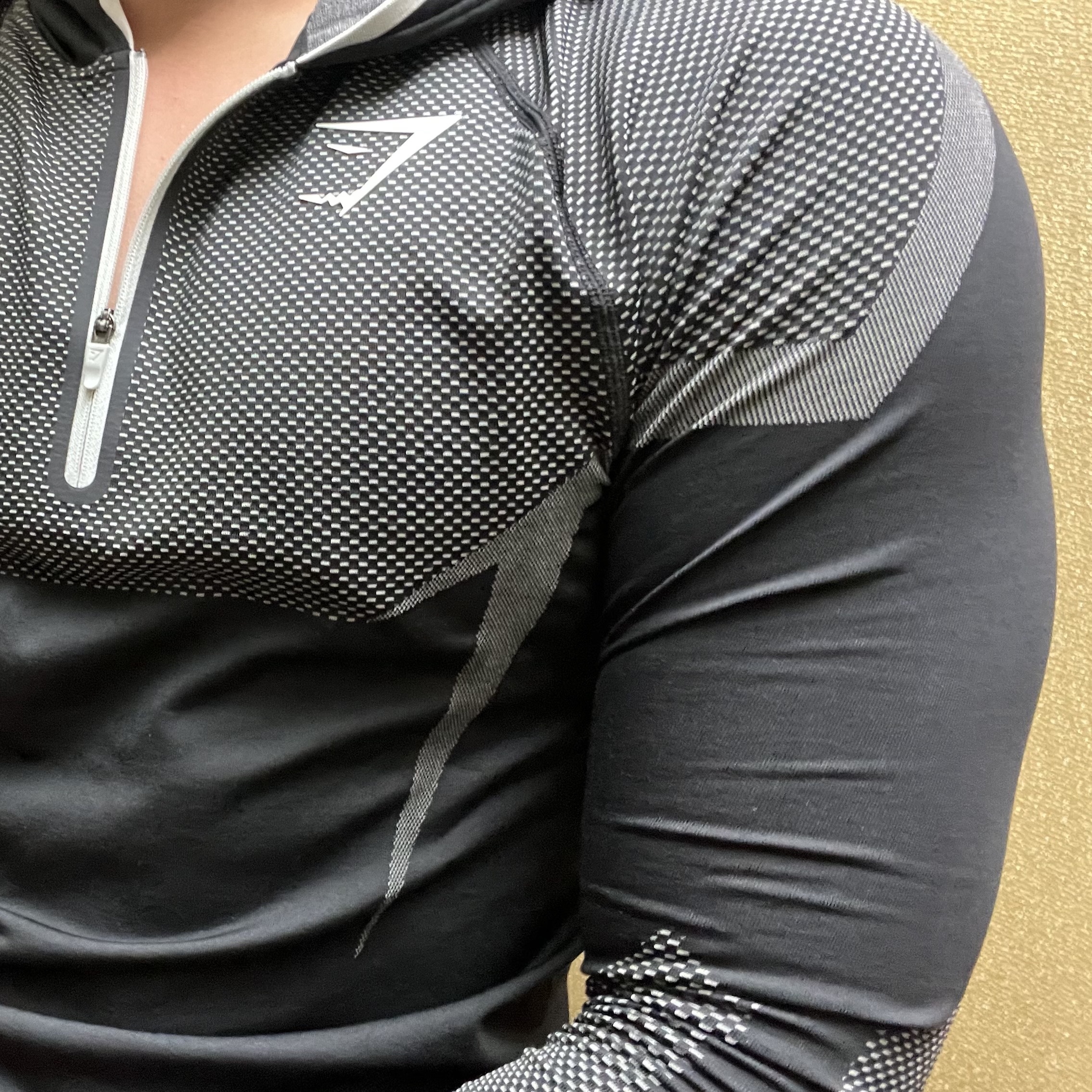 Gymshark Onyx 5.0 Seamless Hoodie Black Light Grey 착용 스타일