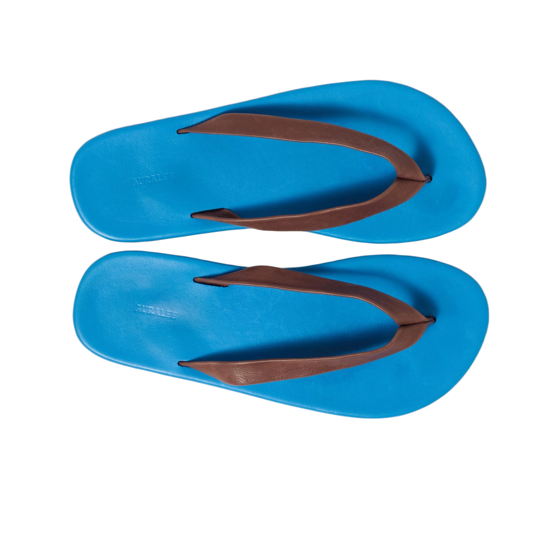 (W) 오라리 소프트 레더 플립 플랍 블루 브라운((W) Auralee Soft Leather Flip-Flops Blue Brown) - 2
