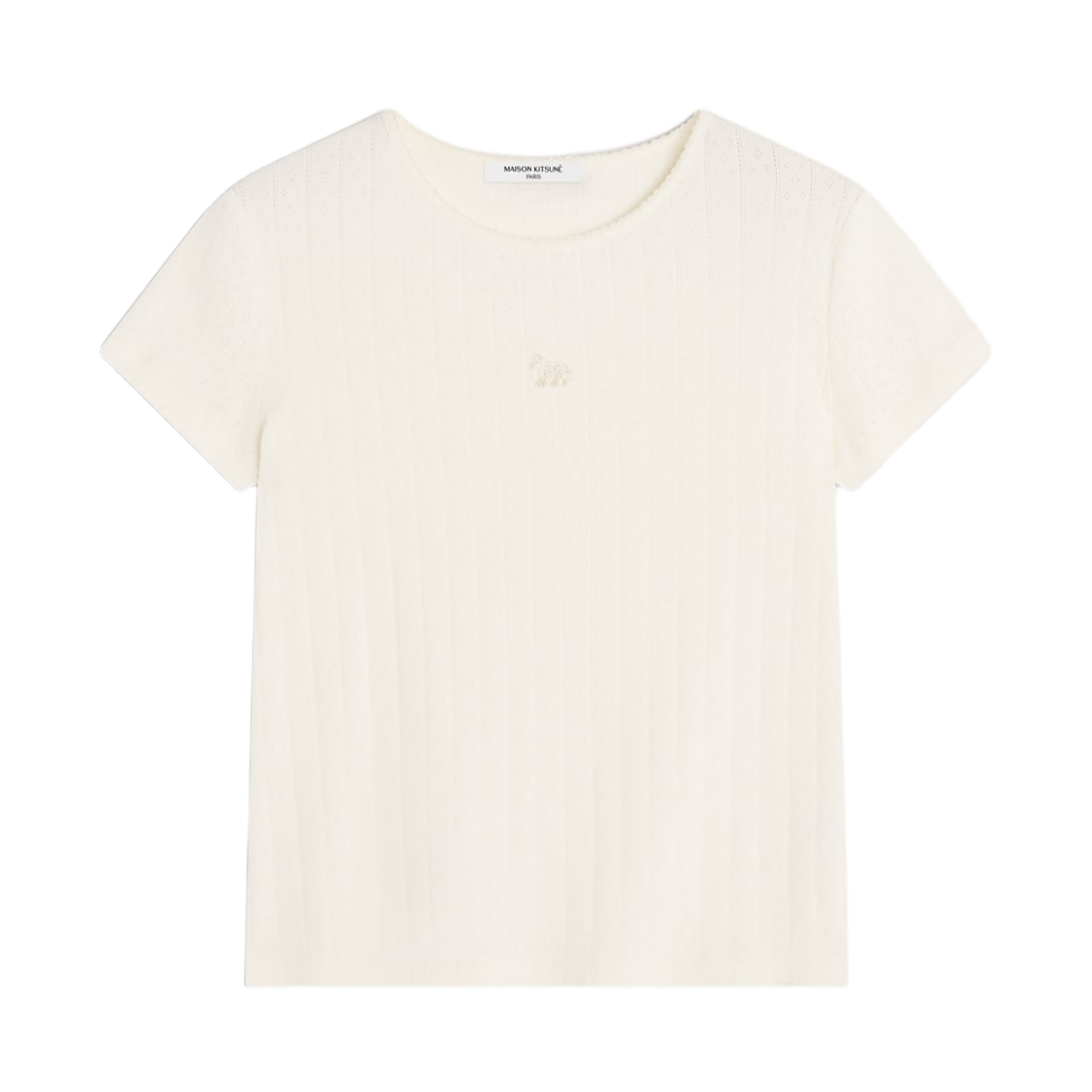 QW00112KA0037-0383 (W) Maison Kitsune Baby Fox Pointelle T-Shirt Pure Ecru