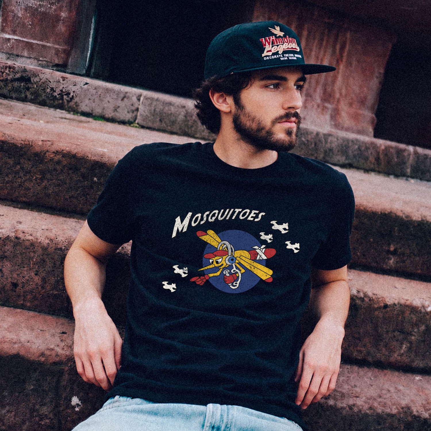 GILDAN x Vintage Collection MOSQUITOES T-Shirt Black 착용 스타일