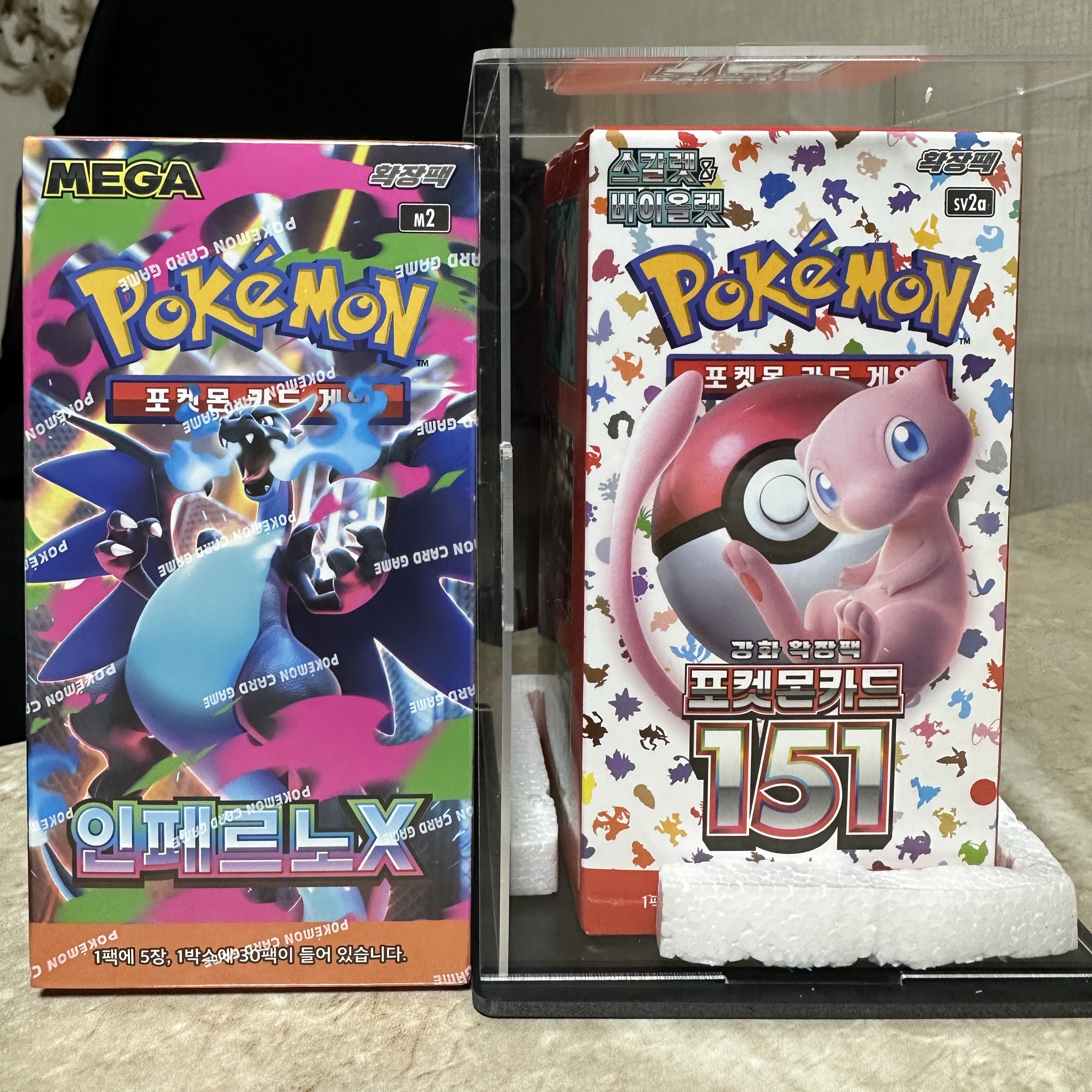 Pokemon TCG Scarlet & Violet Enhanced Expansion Pack Pokemon Card 151 Box (Pack of 20), Pokemon TCG Mega Expansion Pack Inferno X Box (Pack of 30/Korean Ver.) 착용 스타일