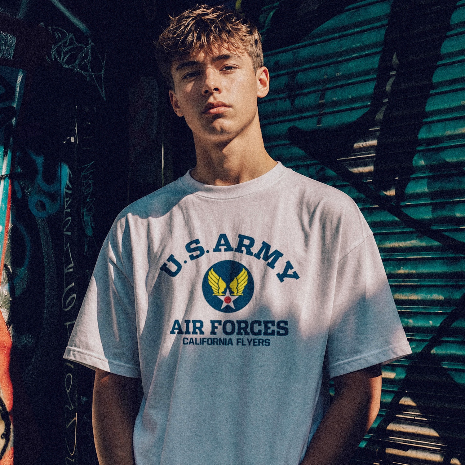 Gildan X American Collection U.S ARMY T-Shirt White 착용 스타일