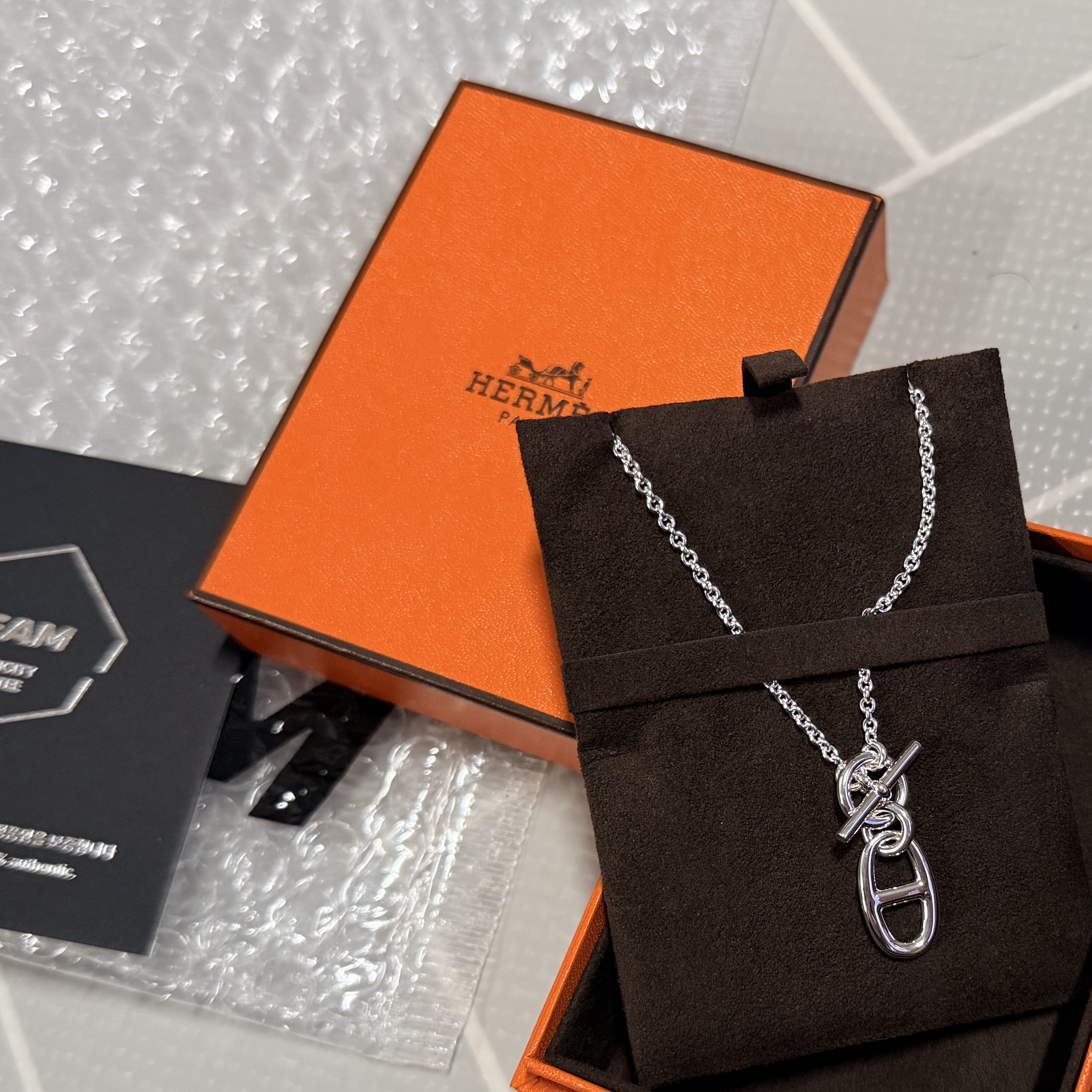 (W) Hermes Chaine D'Ancre Pendant Sterling Silver 착용 스타일 - 3