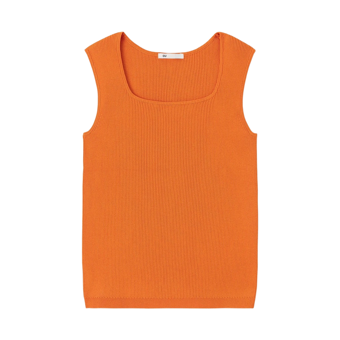 358779-26 (W) GU Rib Knit Square Neck Tank Top Orange