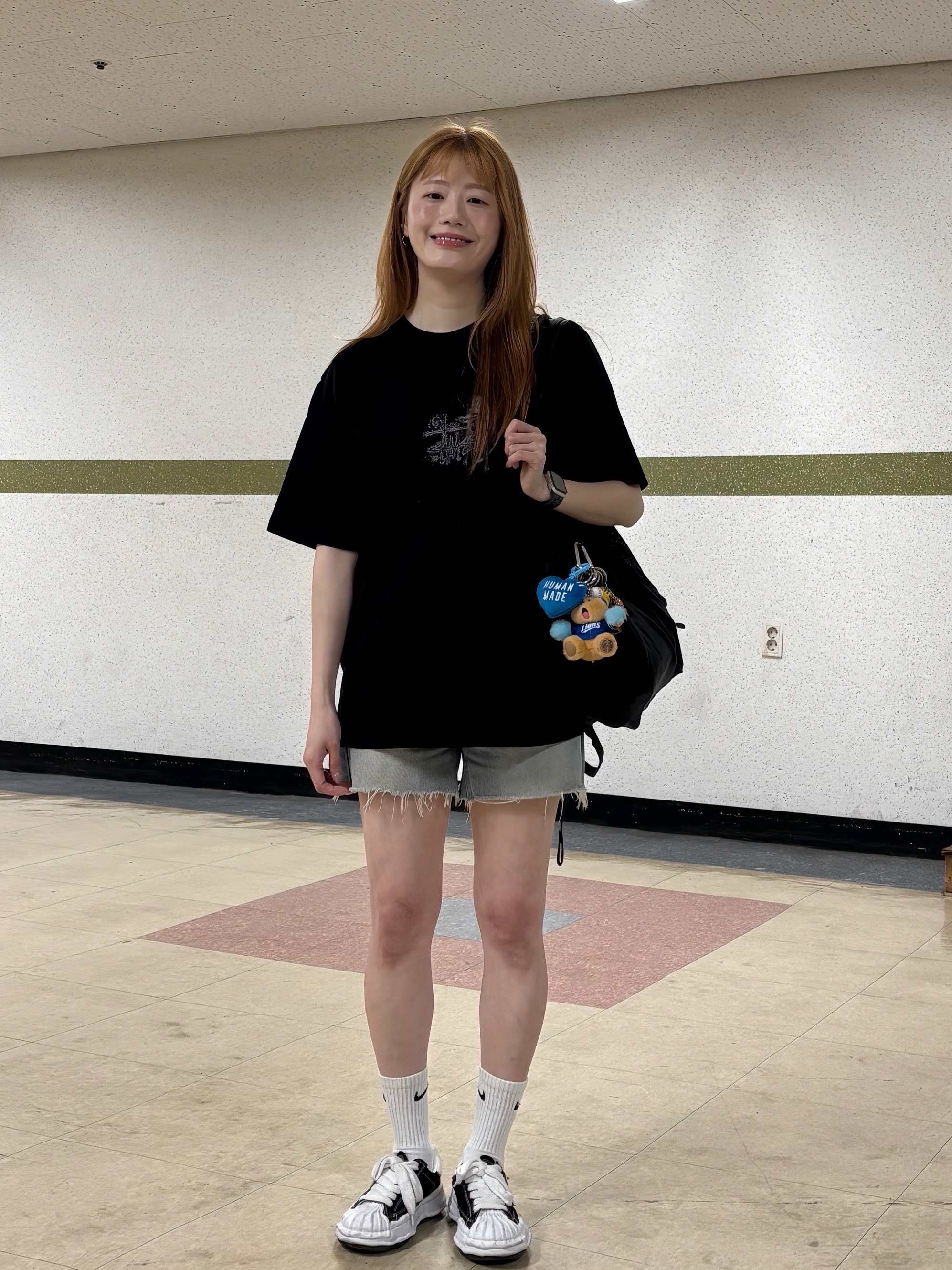 Maison Mihara Yasuhiro Blakey OG Sole Canvas Low-top Sneakers Black White, Starbucks x KBO Lions Bearista Keychain 착용 스타일 - 3