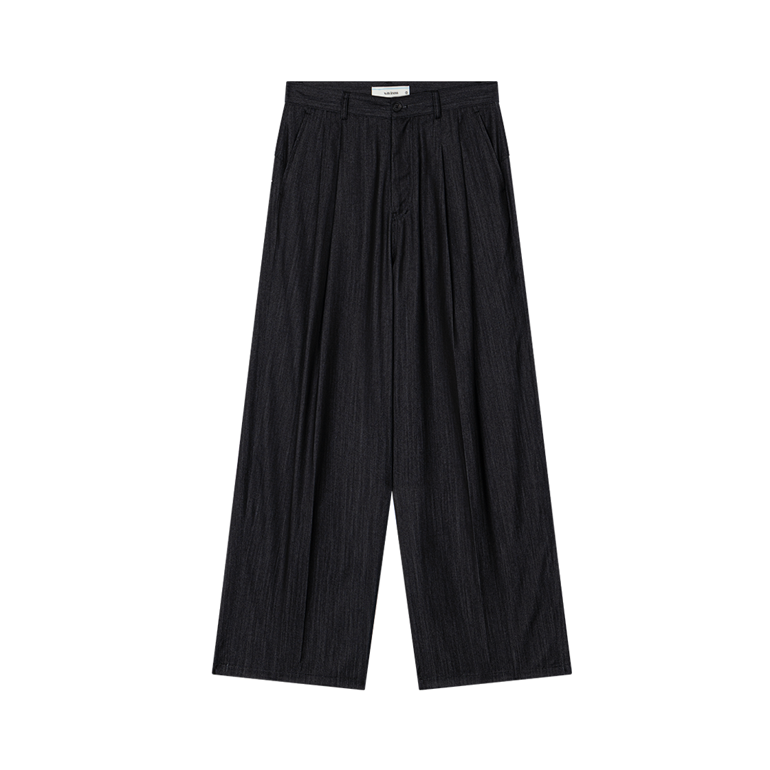웨이비니스 투 턱 와이드 트라우저 텍스처드 인디고(Waviness Two-Tuck Wide Trousers Textured Indigo)
