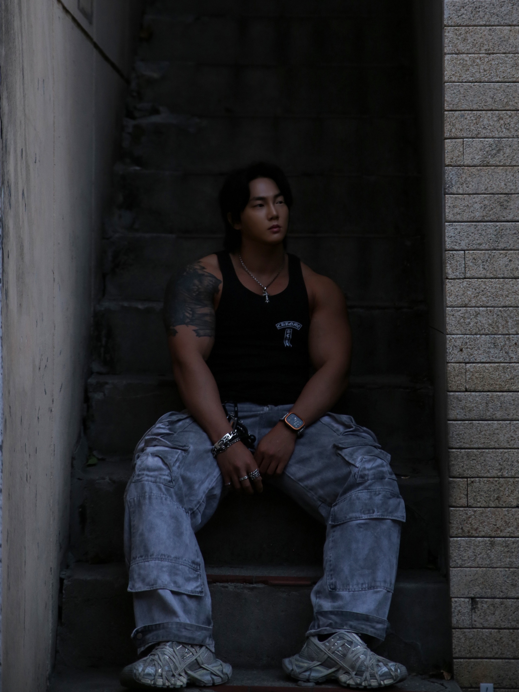 Chrome Hearts Cross T-Bar Logo Tank Top Black, Hansroom Chrome Hearts Dagger ID Fancy Bracelet 착용 스타일 - 5