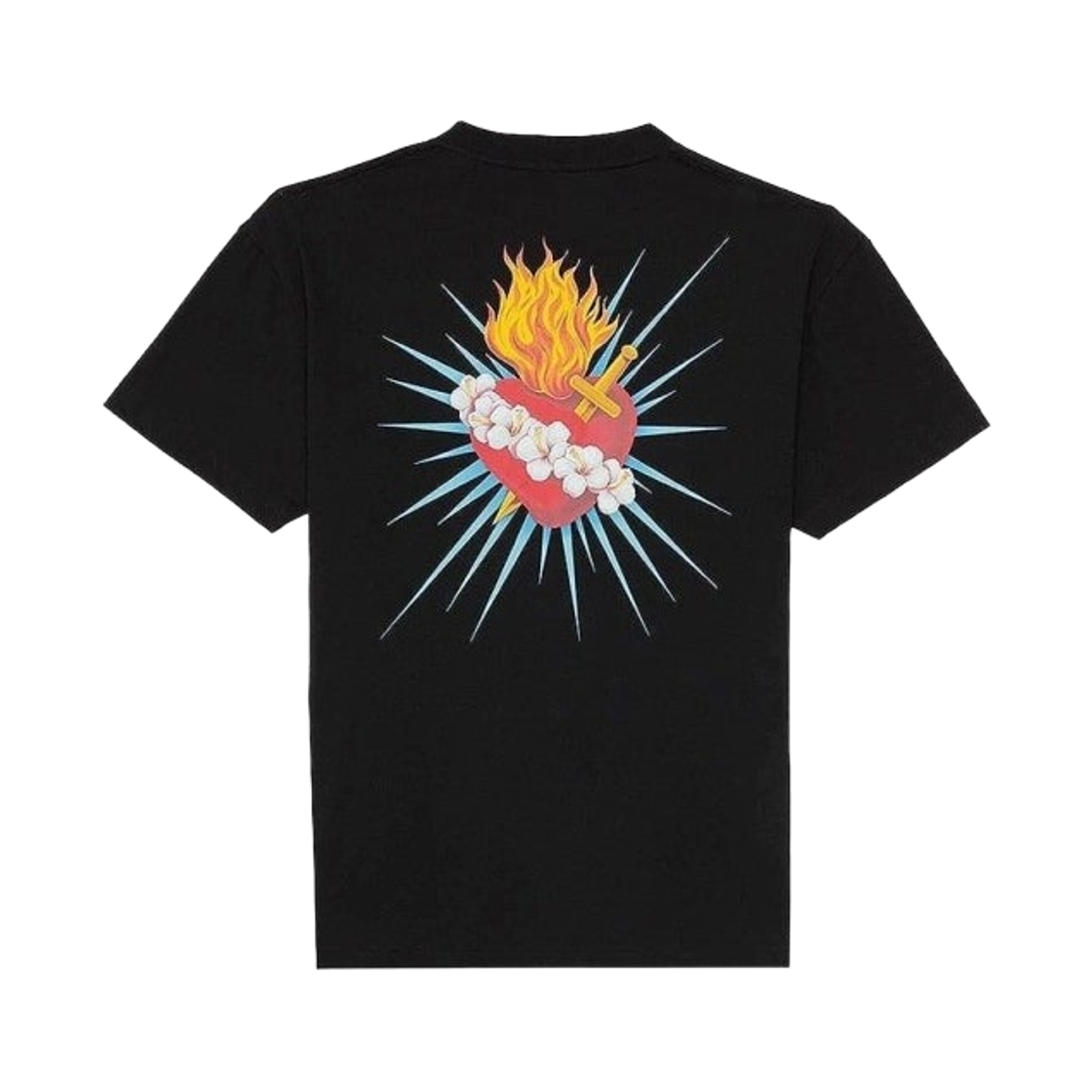 PMAA001S204130151088 Palm Angels Back Sacred Heart T-Shirt Black Multi
