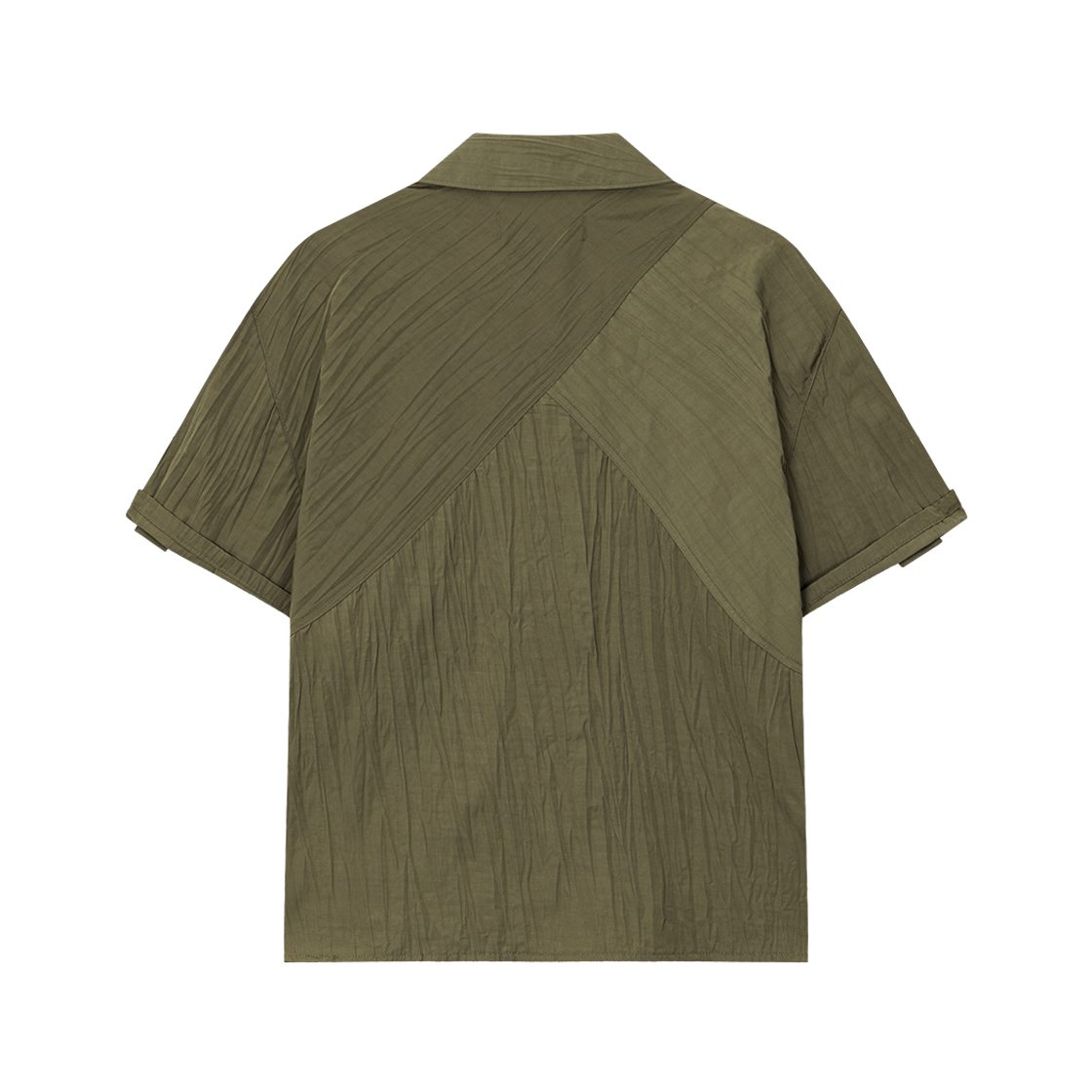 웨이비니스 크리즈드 오픈 카라 하프 셔츠 머스타드(Waviness Creased Open Collar Half Shirts Mustard) - 2