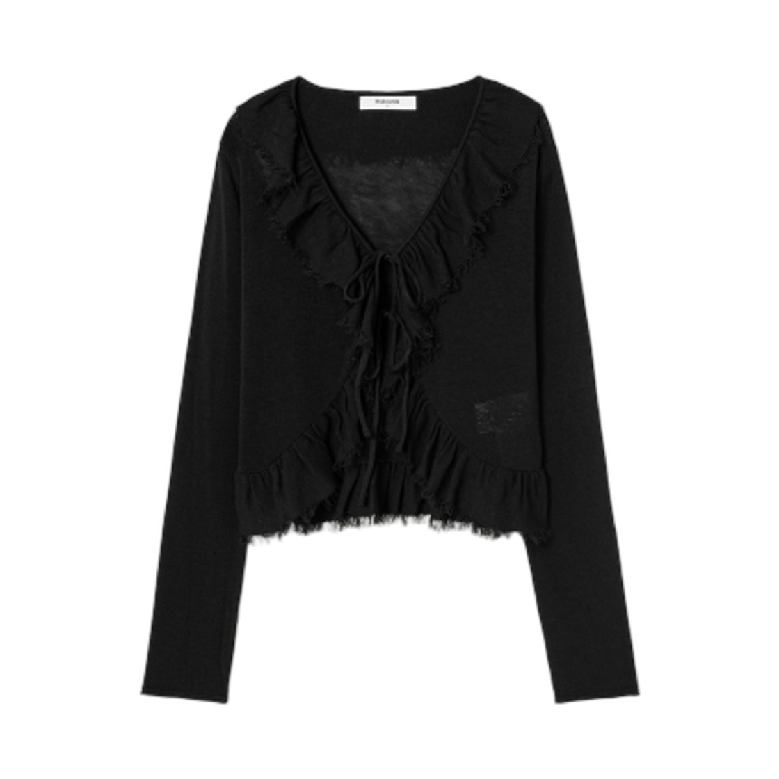11545AAQ15 (W) 8seconds Frill Ribbon Cardigan Black