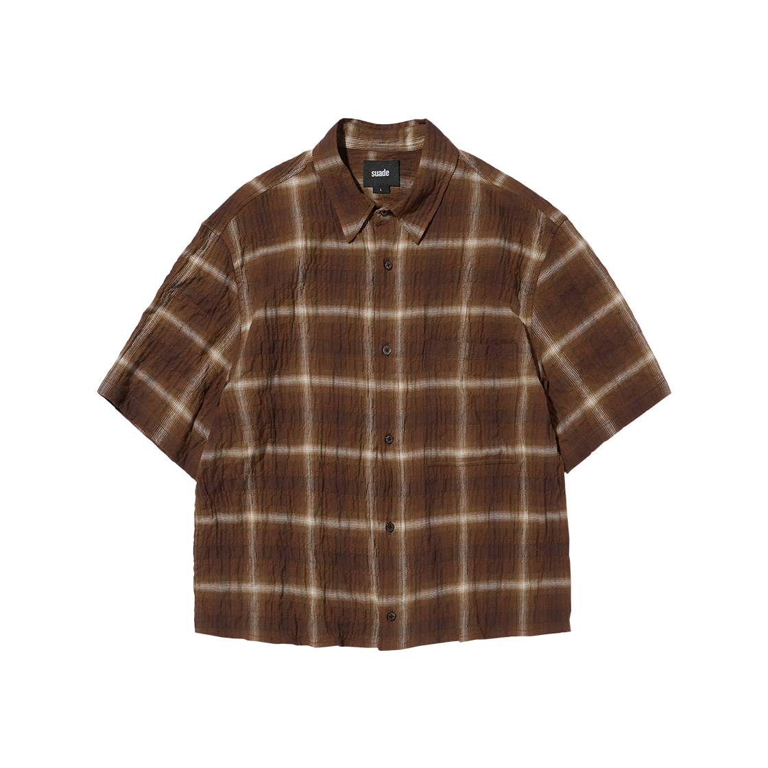 스웨이드 체크 숏 슬리브 셔츠 라이트 브라운(Suade Check Short Sleeve Shirt Light Brown)