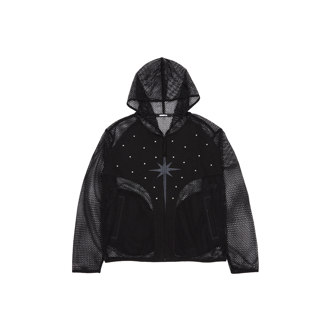 메아 스터디드 메쉬 집 후디 블랙(Mea Studded Mesh Zip Hoodie Black)
