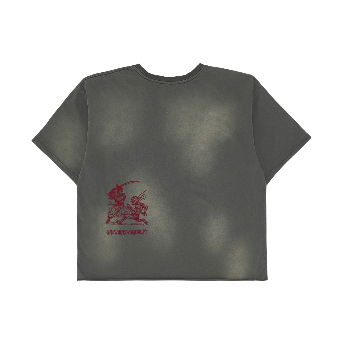 아오이로 사무라이 로우키 크롭 숏슬리브 티셔츠 워시드 그레이(Aoiro Samurai Low-Key Cropped S/S T-Shirt Washed Grey)