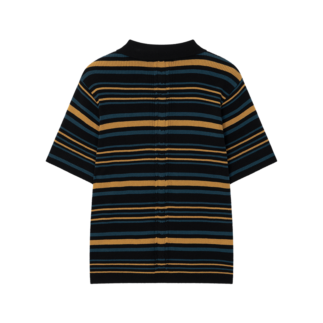 웨이비니스 멀티 스트라이프 폴로 니트 블랙(Waviness Multi Stripe Polo Knit Black) - 2