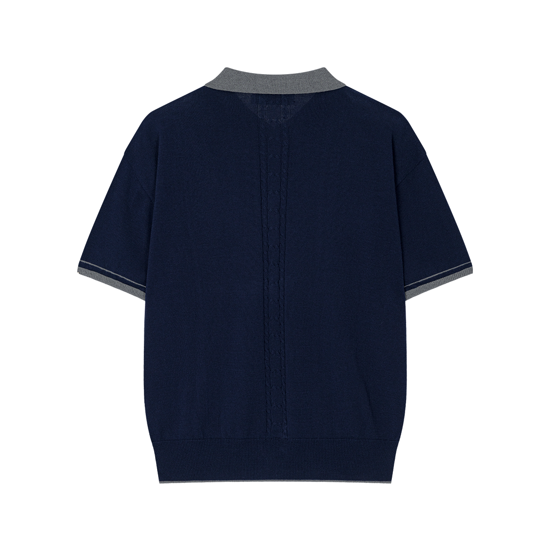 웨이비니스 악센트 카라 폴로 니트 네이비 그레이(Waviness Accent Collar Polo Knit Navy Grey) - 2