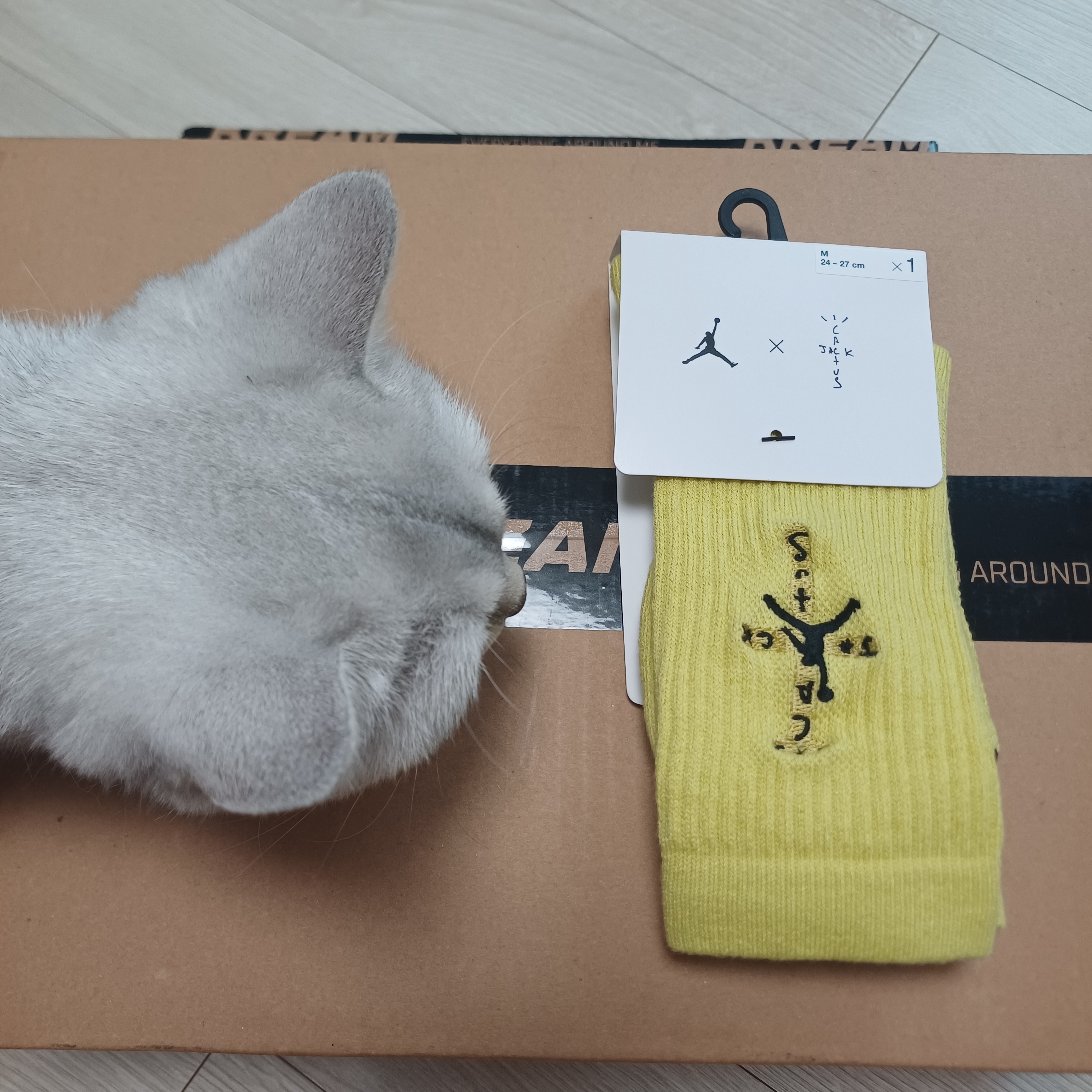Jordan x Travis Scott Cushioned Crew Socks Celery 착용 스타일