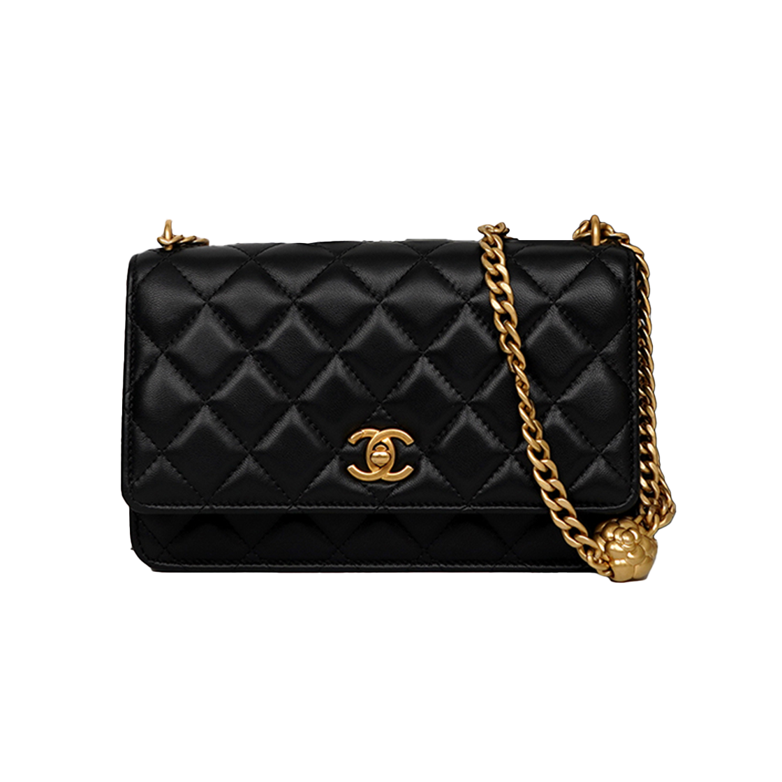 ITD897DG4MGJ Chanel WOC Camellia Gold Ball Lambskin Bag