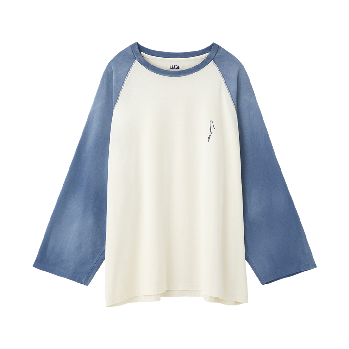 리지 오버사이즈드 래글런 티셔츠 블루(LLEGE Oversized Raglan T-Shirt Blue)