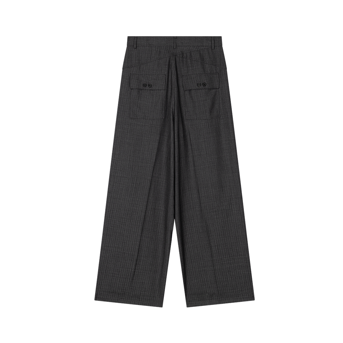 웨이비니스 투 턱 와이드 트라우저 차콜 스트라이프(Waviness Two-Tuck Wide Trousers Charcoal Stripe) - 2