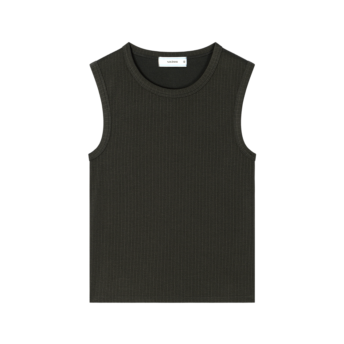 웨이비니스 플루티드 리브드 슬리브리스 카키(Waviness Fluted Ribbed Sleeveless Khaki)