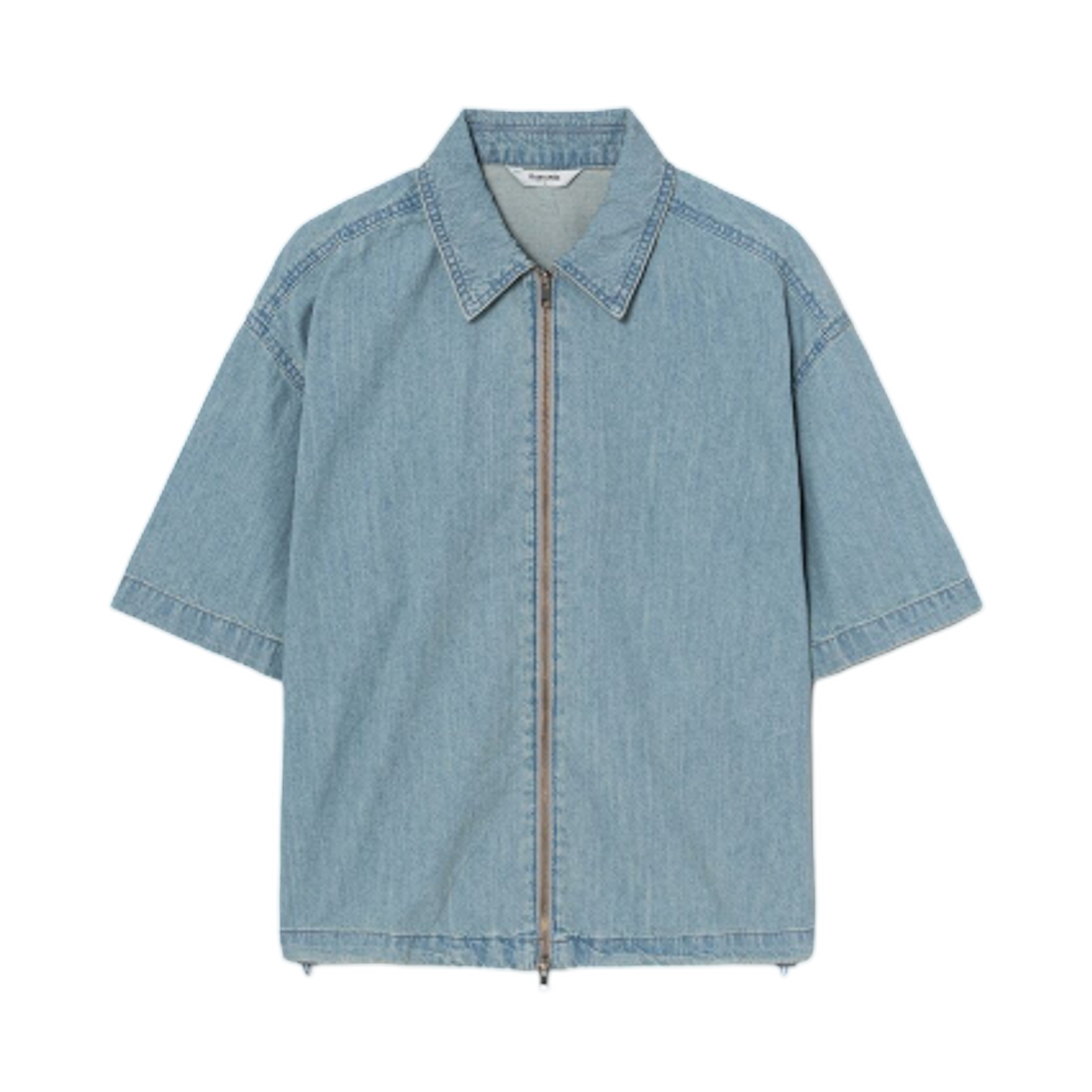 425465LP7Q 8seconds Zip Up Short Sleeve Denim Shirt Sky Blue