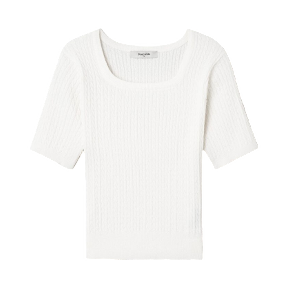 325451LY70 (W) 8seconds Square Neck Cable Short Sleeve Pullover Ivory
