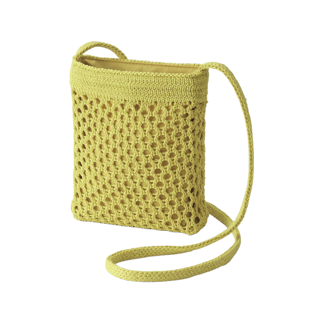 GU 메쉬 니트 숄더 파우치 +E 옐로우(GU Mesh Knit Shoulder Pouch +E Yellow)