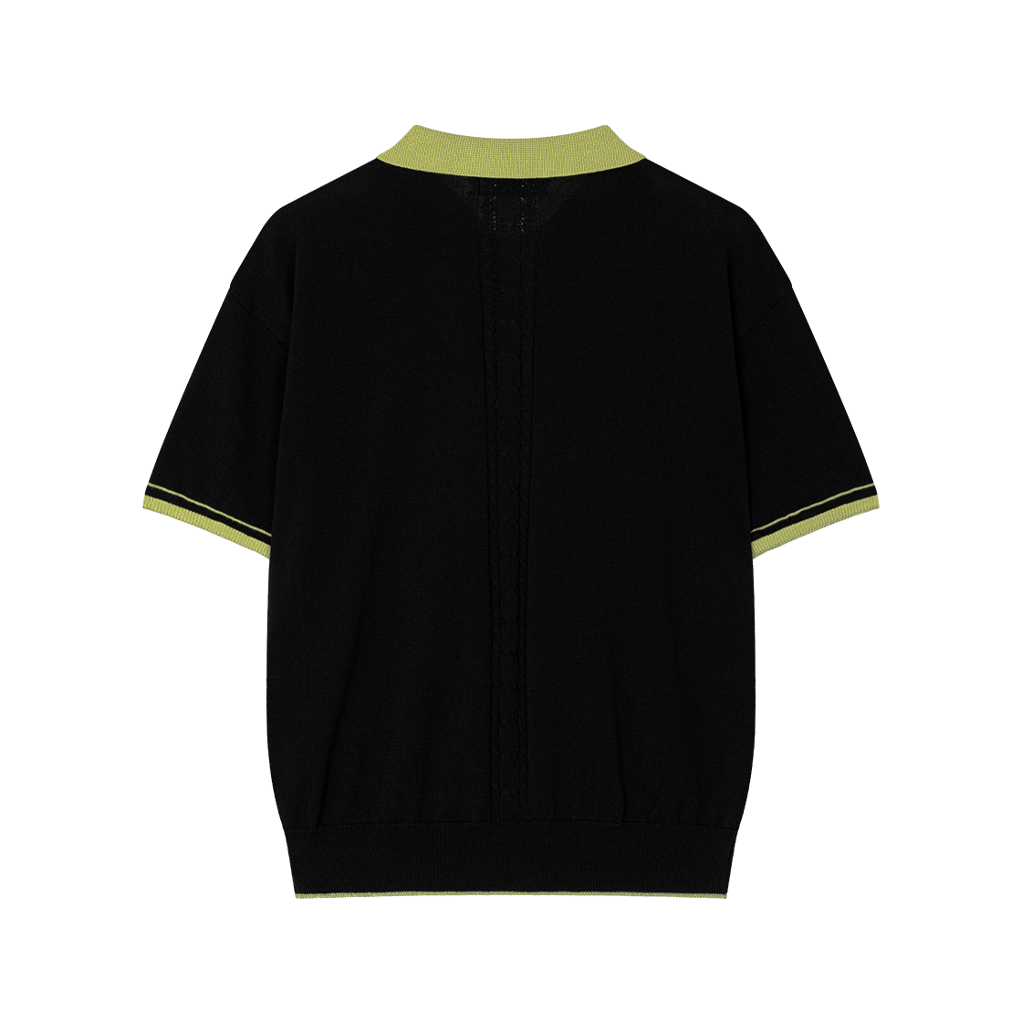 웨이비니스 악센트 카라 폴로 니트 블랙 그린(Waviness Accent Collar Polo Knit Black Green) - 2