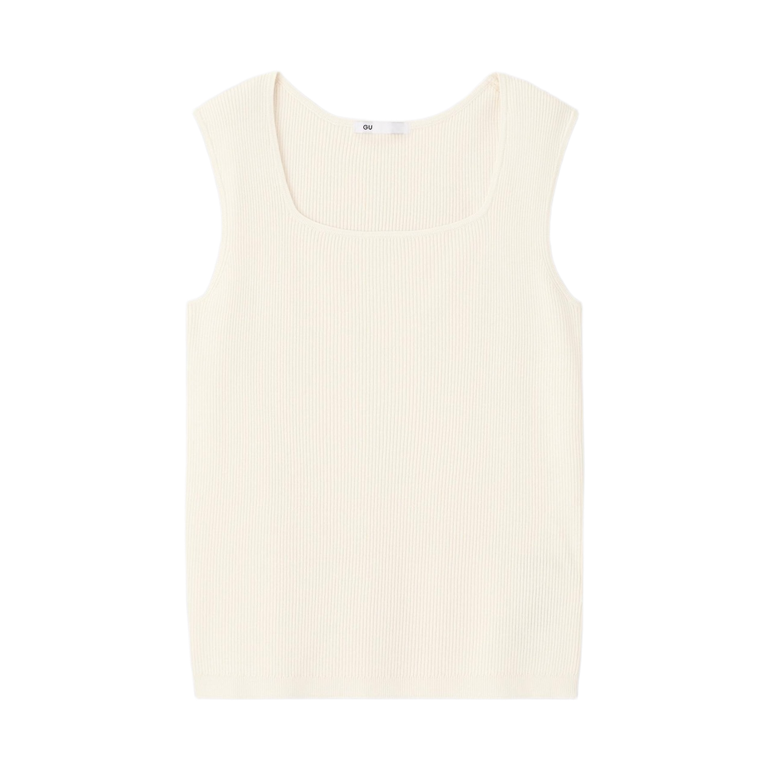 358779-30 (W) GU Rib Knit Square Neck Tank Top Natural