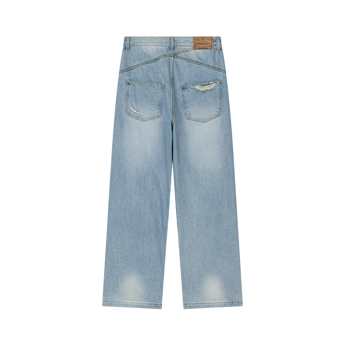 웨이비니스 디스트레스드 포켓 데님 팬츠 라이트 블루(Waviness Distressed Pocket Denim Pants Light Blue) - 2