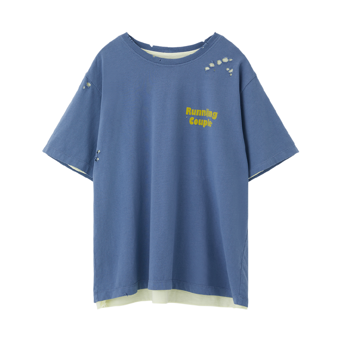 리지 디스트레스드 디테일 리버시블 티셔츠 블루(LLEGE Distressed Detail Reversible T-Shirt Blue)