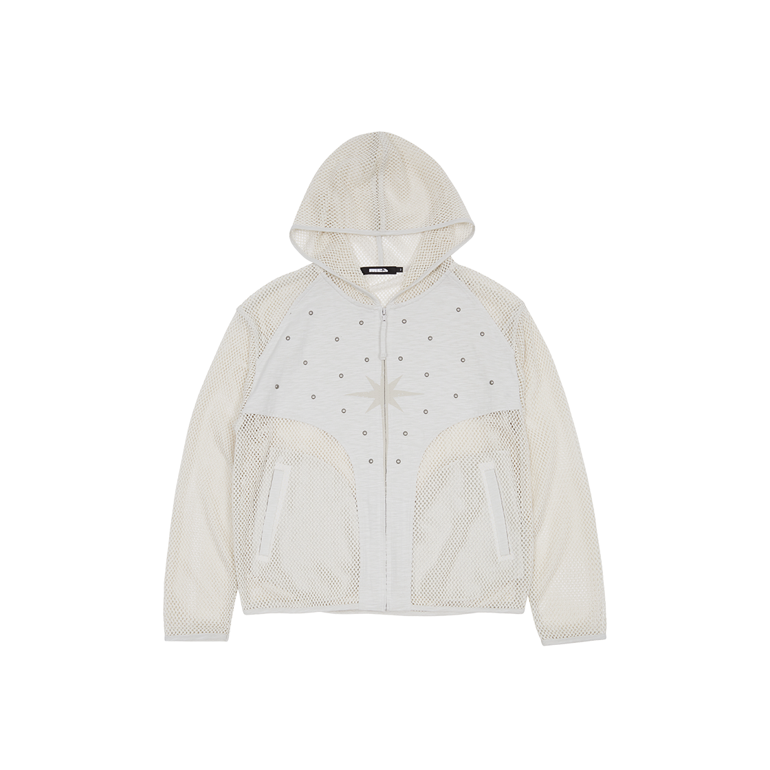 메아 스터디드 메쉬 집 후디 아이보리(Mea Studded Mesh Zip Hoodie Ivory)