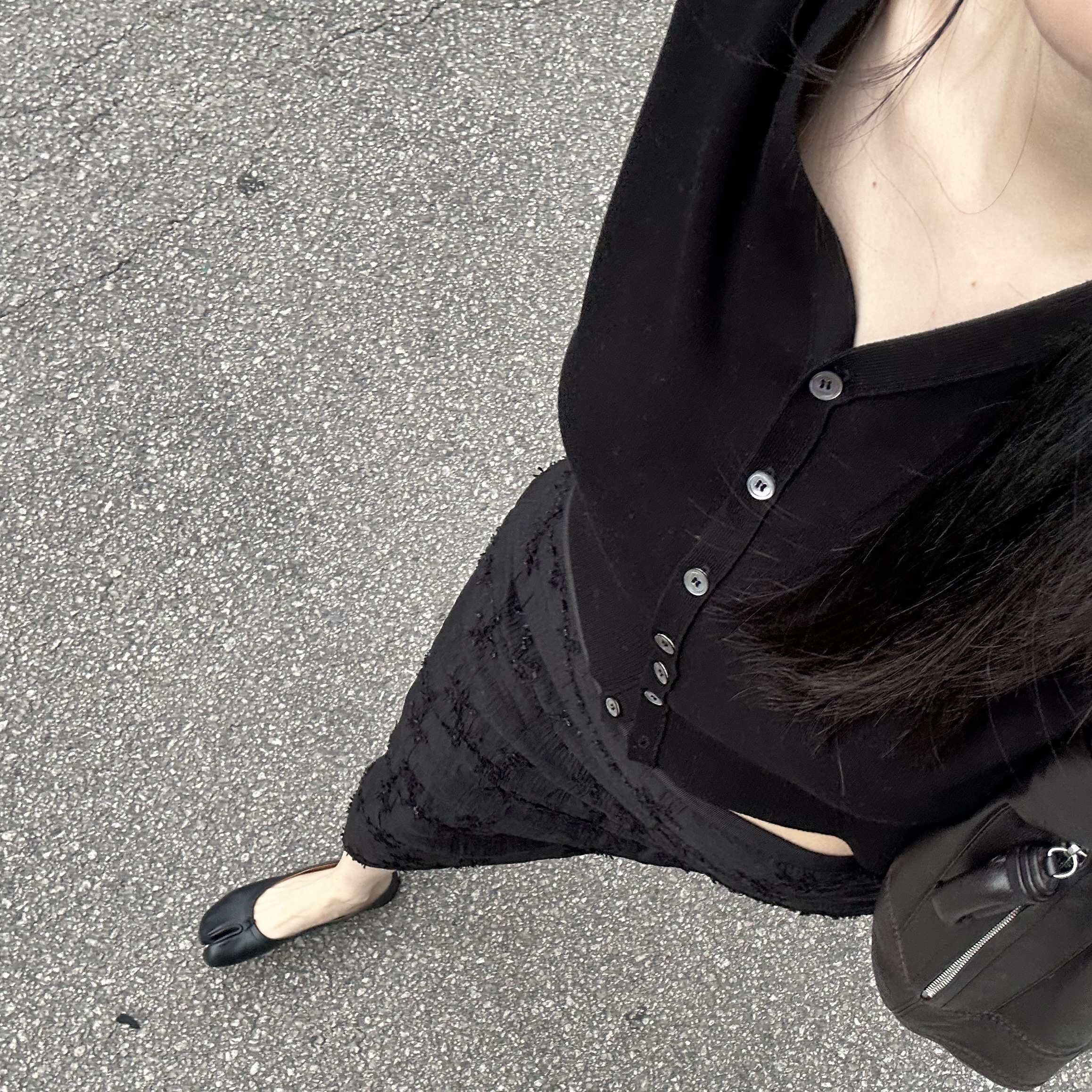 (W) Maison Margiela Tabi Ballet Flat Shoes Black 착용 스타일