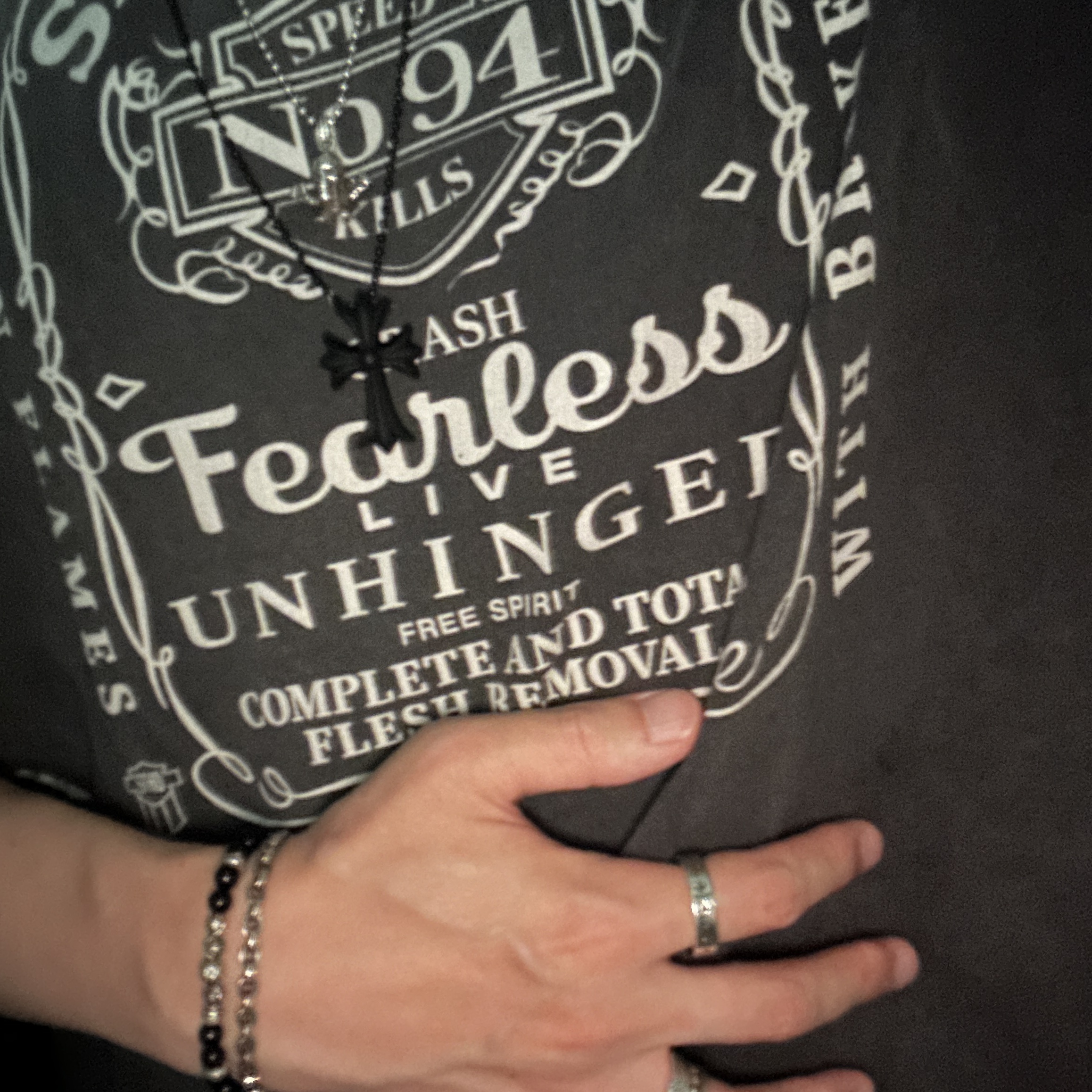 Neighborhood x Saint Mxxxxxx STHD Fearless T-Shirt Black - 25SS 착용 스타일